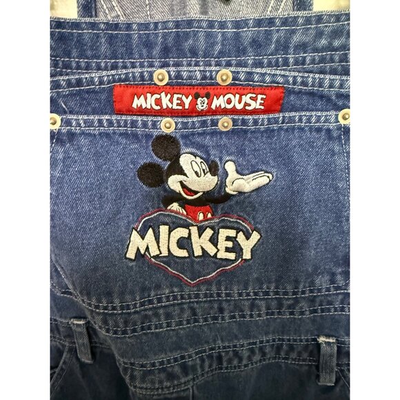 VTG Mickey Unlimited Denim Overalls Blue Mickey Mouse Pocket Womans L - Picture 7 of 8